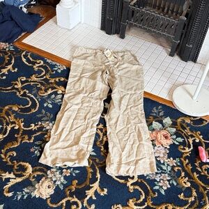 Max Studio Khaki Wide-Leg linen  Pants- NWT retail 78